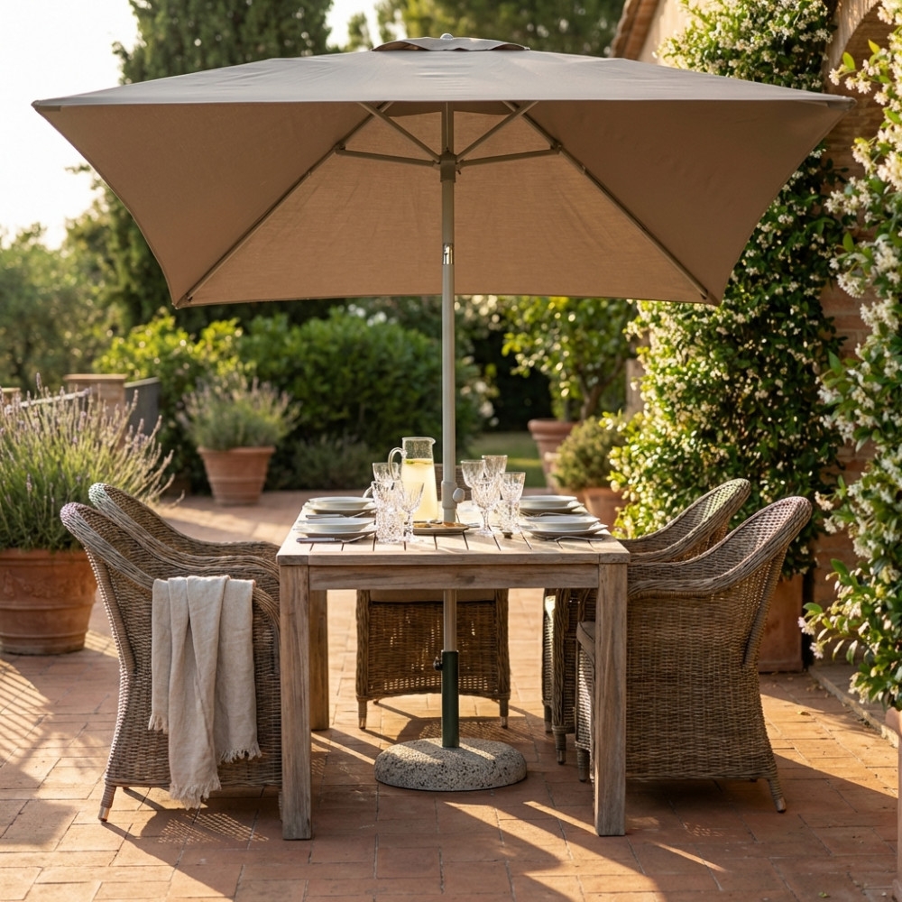 Ombrellone con palo centrale 2x3 tortora - NiceEDENYA