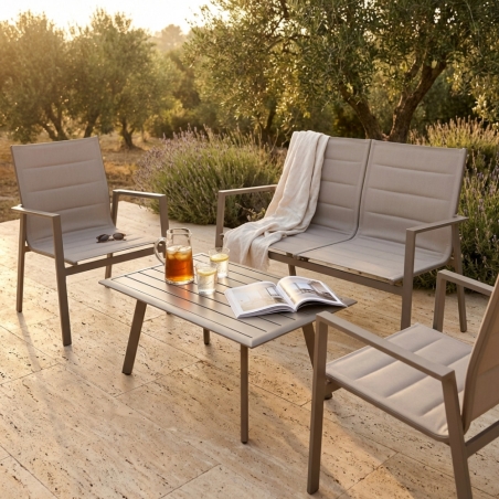 Salotto da esterno completo di poltrone e tavolino Illinois - Taupe -2