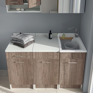 Mobile con lavatoio 45x60x86h cm Swash Colavene Rovere primitivo apertura verso destra -1
