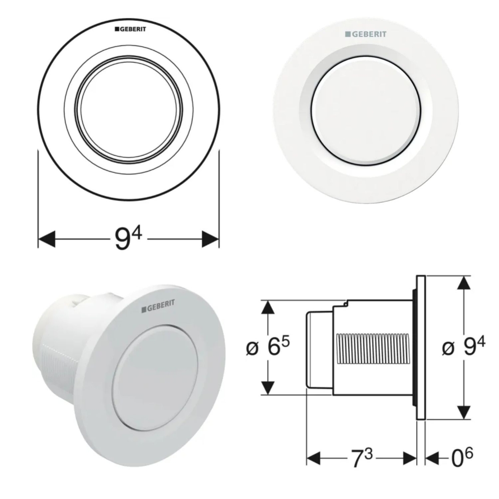 Comando pneumatico monotasto bianco da incasso Geberit -2