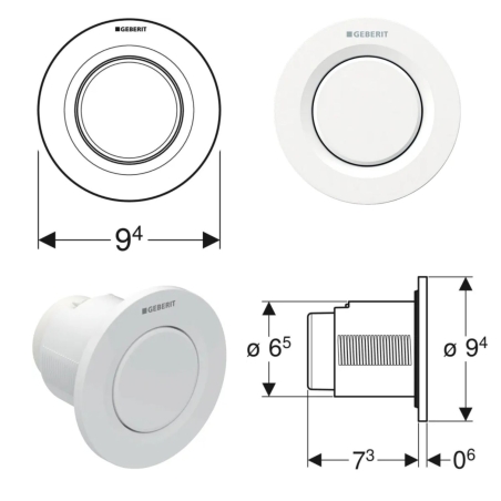 Comando pneumatico monotasto bianco da incasso Geberit -2