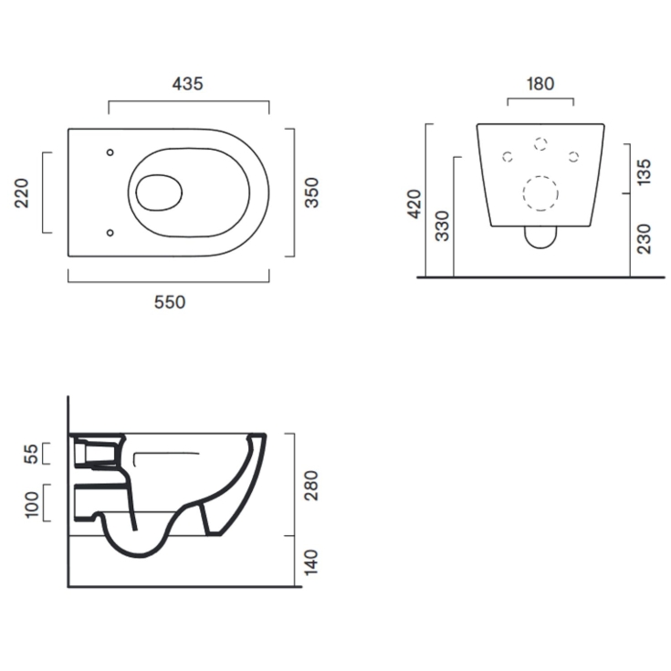Wc sospeso 55x35 Sfera 55 Catalano bianco opaco UP-FIX -6