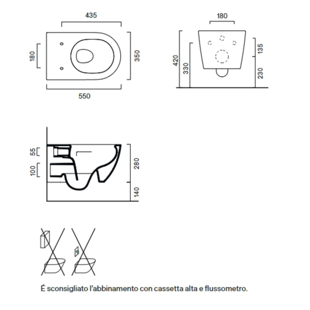 Wc sospeso 55x35 Sfera 55 Catalano bianco opaco UP-FIX -4