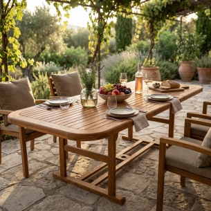 Tavolo da pranzo allungabile in legno di acacia 150/200X90 DoubleEDENYA
