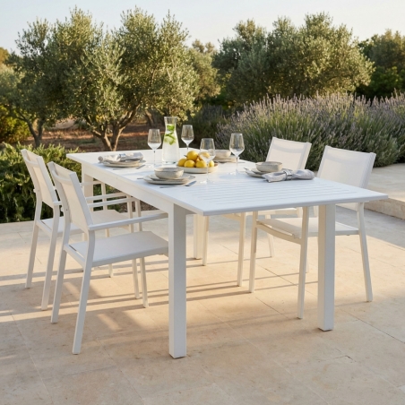 Tavolo allungabile in alluminio da esterno 150/210x90 - Bianco CubaEDENYA