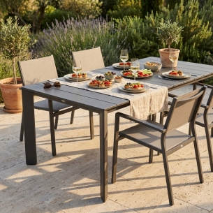 Tavolo allungabile da esterno taupe in alluminio 165/215x85 - SacramentoEDENYA