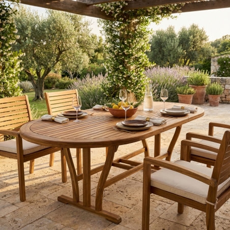 Tavolo in legno allungabile ovale 180/240x100 Double - MarroneEDENYA