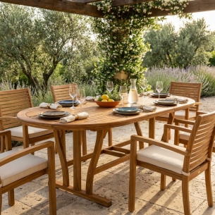 Tavolo in legno allungabile ovale 180/240x100 Double - MarroneEDENYA