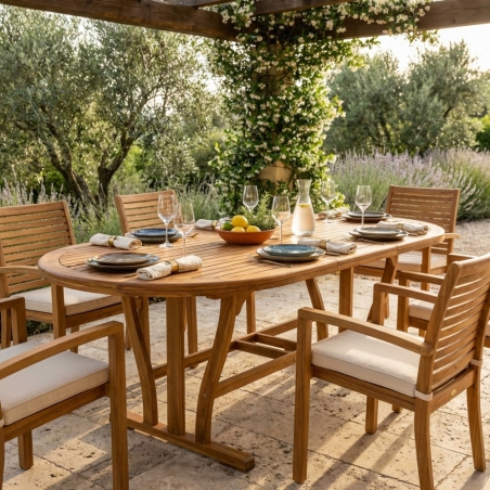 Tavolo in legno allungabile ovale 180/240x100 Double - MarroneEDENYA