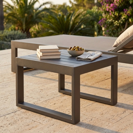 Tavolino in alluminio da esterno taupe 45x45 - CubaEDENYA