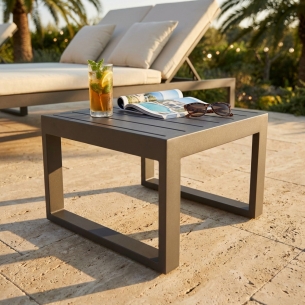 Tavolino in alluminio da esterno taupe 45x45 - CubaEDENYA