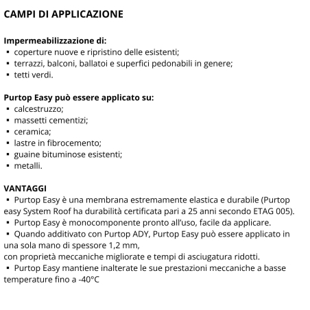 Purtop Easy  Membrana impermeabilizzante poliuretanica monocomponente elastica 15Kg - MapeiMAPEI