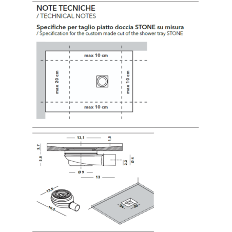 Piatto doccia 120x80 cm effetto pietra bianco Stone Agha -4