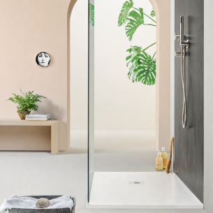 copy of Piatto doccia effetto pietra 120x80 cm Agha bianco Stone -1