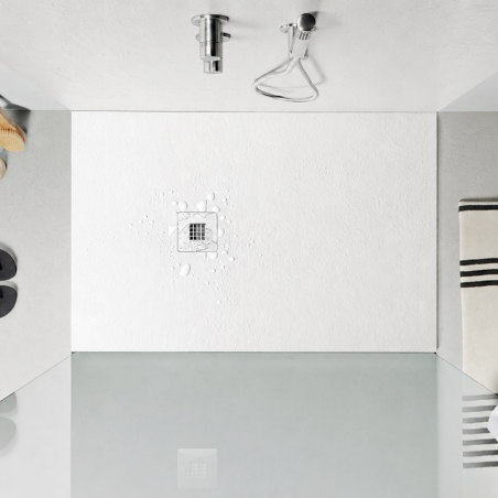 Piatto doccia effetto pietra 140x80 cm Agha bianco Stone -2