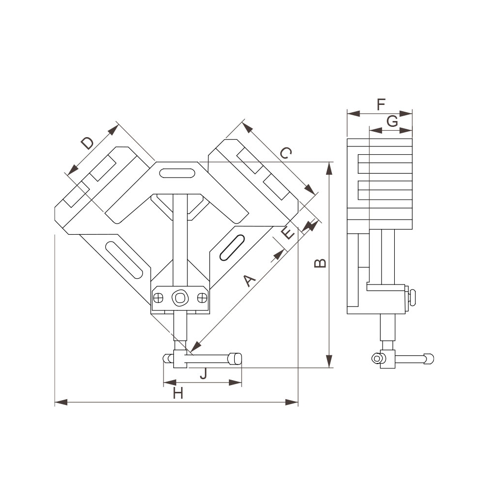Morsa per saldare profilati a 90° 0205/120 Fervi 290x280x110 h mm