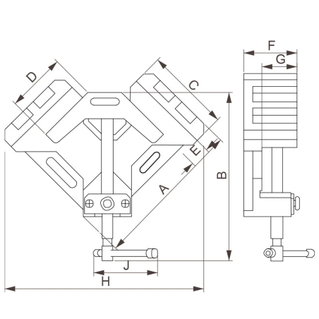 Morsa per saldare profilati a 90° 0205/120 Fervi 290x280x110 h mm
