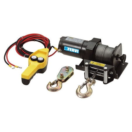 Argano elettrico a 12V in corrente continua 0630/0900 Fervi 330x230x180 h mm