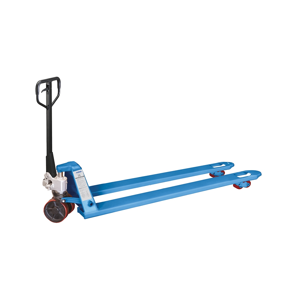 Transpallet manuale a forche lunghe 0028/1800 Fervi 2170x540x580 h mm