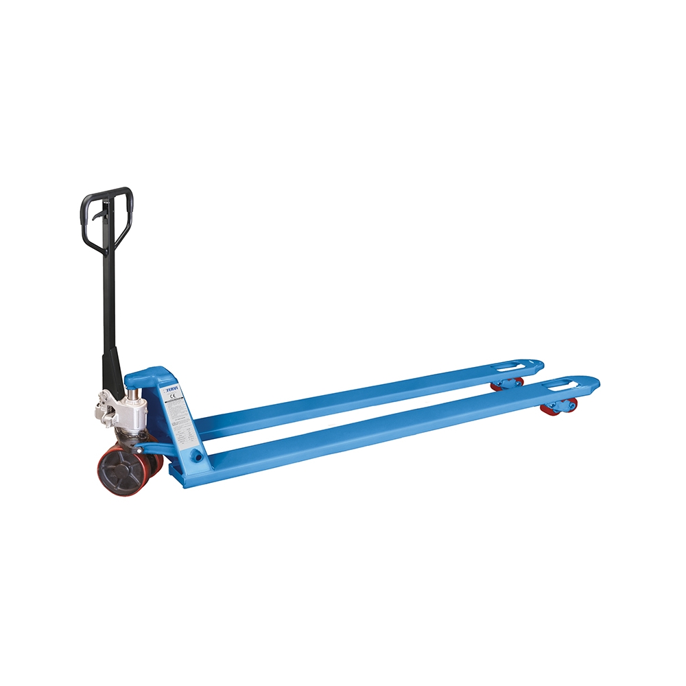 Transpallet manuale a forche lunghe 0028/2000 Fervi 2300x540x580 h mm