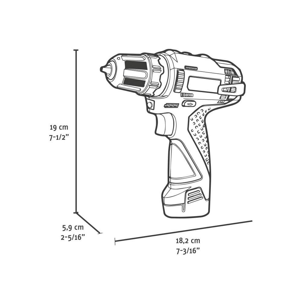 Trapano avvitatore 12V FERVI 19 / 30 Nm 0,8 - 10 mm acciaio Max 10 mm legno Max 28 mm