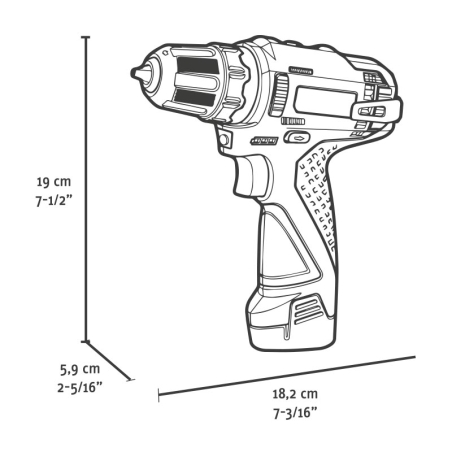 Trapano avvitatore 12V FERVI 19 / 30 Nm 0,8 - 10 mm acciaio Max 10 mm legno Max 28 mm