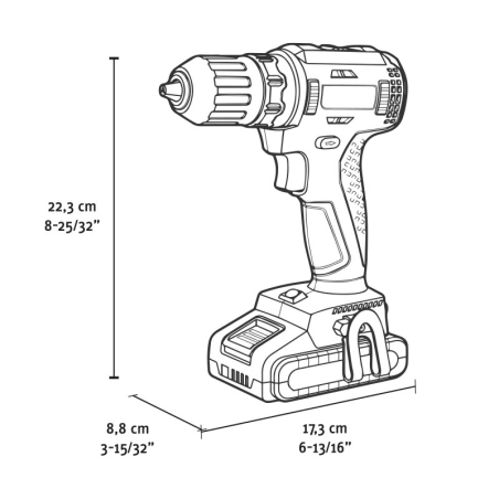 Trapano avvitatore 20V FERVI 35 / 55 Nm 2 - 13 mm acciaio Max 13 mm legno Max 40 mm