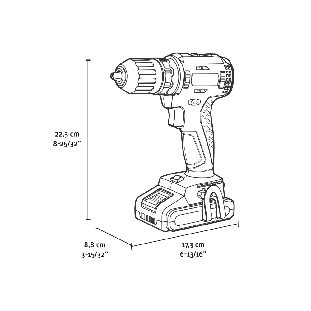 Trapano avvitatore 20V FERVI 35 / 55 Nm 2 - 13 mm acciaio Max 13 mm legno Max 40 mm