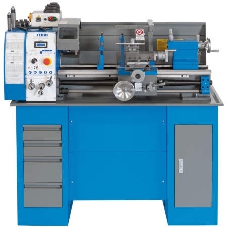 Tornio parallelo con inverter FERVI T700V con diametro banco 260 mm, diametro max sul carro 180 mm e distanza punte 700 mm -1