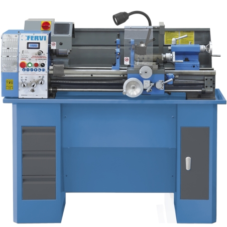 Tornio parallelo con inverter FERVI T900I con diametro banco 320 mm, diametro max sul carro 210 mm e distanza punte 900 mm -1