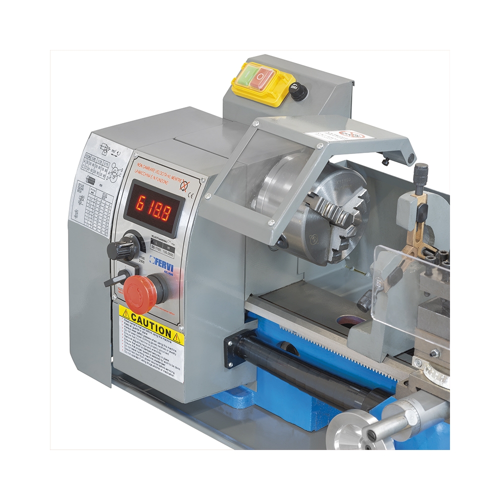 Tornio parallelo FERVI 0506 con diametro banco 210 mm, diametro max sul carro 140 mm e distanza punte 400 mm -2