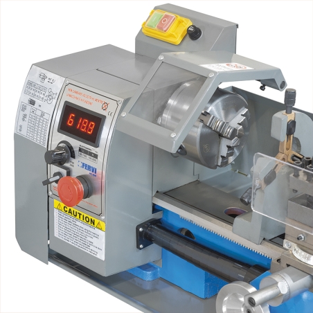 Tornio parallelo FERVI 0506 con diametro banco 210 mm, diametro max sul carro 140 mm e distanza punte 400 mm -2