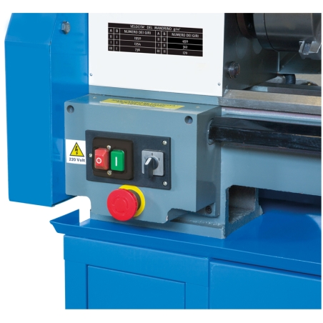 Tornio parallelo FERVI 0708 con diametro banco 200 mm, diametro max sul carro 122 mm e distanza punte 520 mm -3