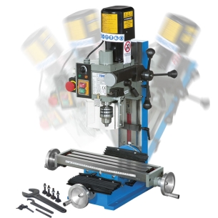 Trapano fresa da banco ad ingranaggi FERVI T058 con foratura Ø 13 mm e capacità di fresatura con fresa a inserti Ø 30 mm -1