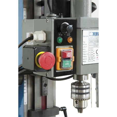 Trapano fresa da banco ad ingranaggi FERVI T058 con foratura Ø 13 mm e capacità di fresatura con fresa a inserti Ø 30 mm -2