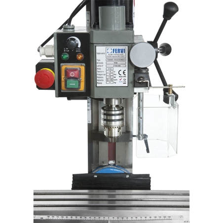Trapano fresa da banco ad ingranaggi FERVI T058 con foratura Ø 13 mm e capacità di fresatura con fresa a inserti Ø 30 mm -3