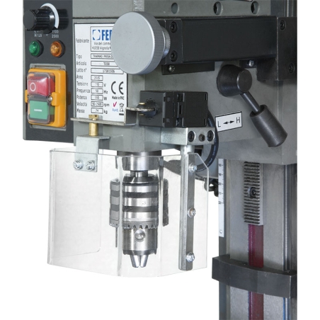 Trapano fresa da banco ad ingranaggi FERVI T058 con foratura Ø 13 mm e capacità di fresatura con fresa a inserti Ø 30 mm -4