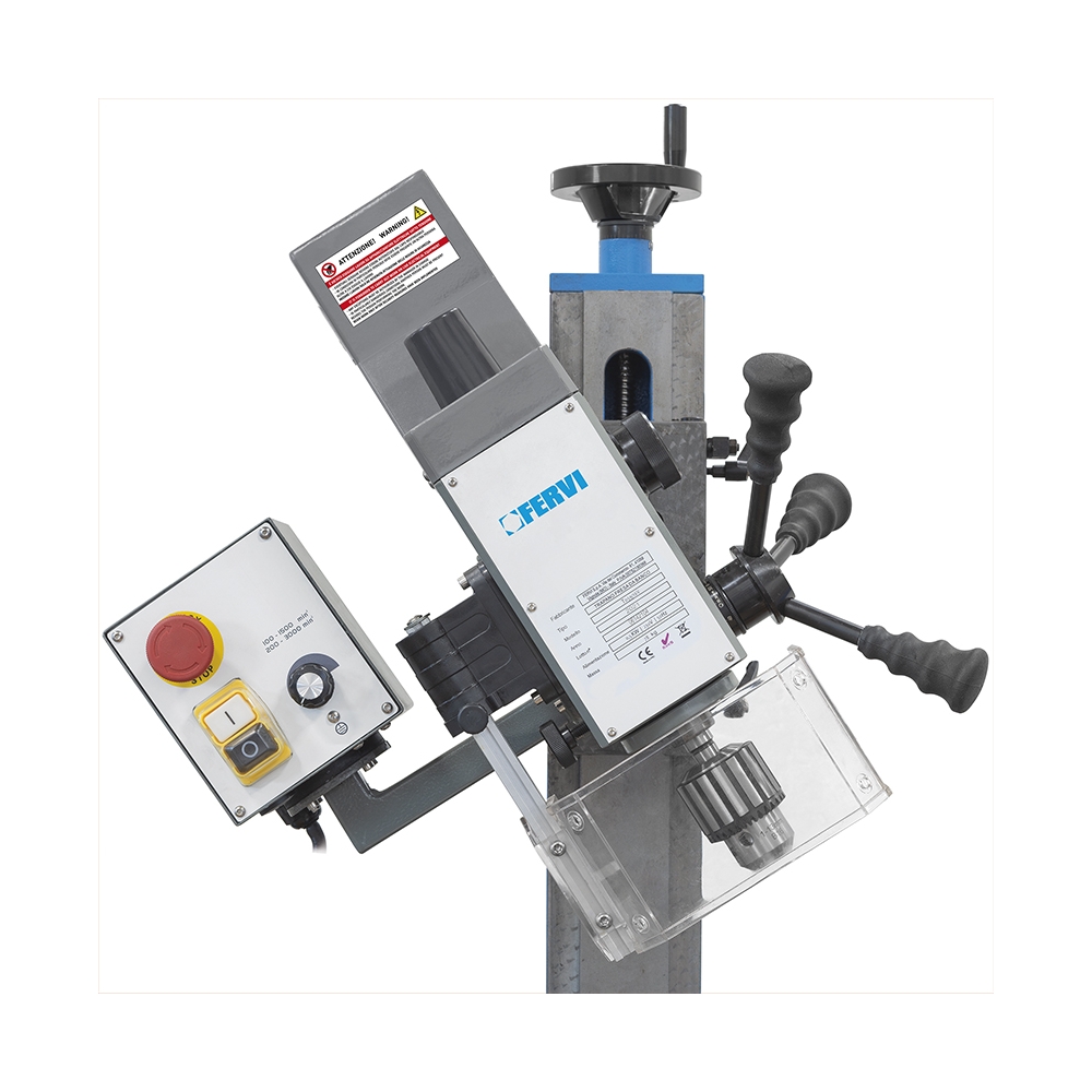 Trapano fresa da banco ad ingranaggi FERVI T059/16V con foratura Ø 16 mm e capacità di fresatura con fresa a inserti Ø 50 mm -2