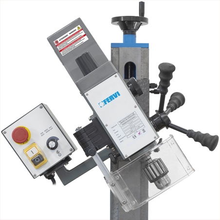 Trapano fresa da banco ad ingranaggi FERVI T059/16V con foratura Ø 16 mm e capacità di fresatura con fresa a inserti Ø 50 mm -2
