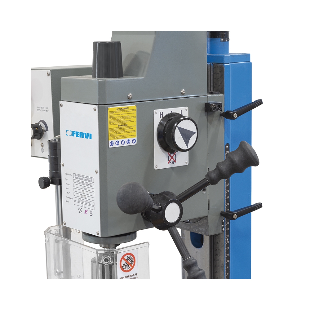 Trapano fresa da banco ad ingranaggi FERVI T059/16V con foratura Ø 16 mm e capacità di fresatura con fresa a inserti Ø 50 mm -3
