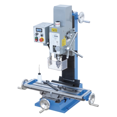 Trapano fresa da banco ad ingranaggi FERVI T059/28V con foratura Ø 28 mm e capacità di fresatura con fresa a inserti Ø 63 mm -1