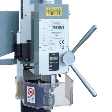 Trapano fresa da banco ad ingranaggi FERVI T059/28V con foratura Ø 28 mm e capacità di fresatura con fresa a inserti Ø 63 mm -3