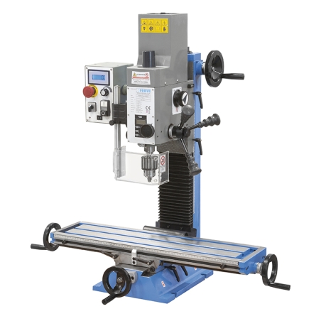 Trapano fresa da banco ad ingranaggi FERVI T061A con foratura Ø 16 mm e capacità di fresatura con fresa a inserti Ø 63 mm -1