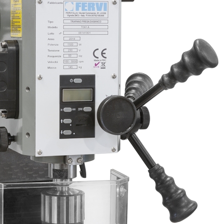 Trapano fresa da banco ad ingranaggi FERVI T061A con foratura Ø 16 mm e capacità di fresatura con fresa a inserti Ø 63 mm -4