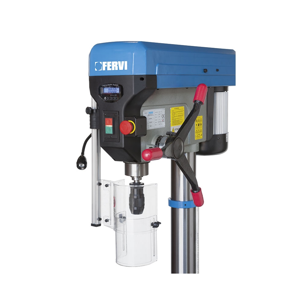 Trapano a colonna con trasmissione a cinghia FERVI 0252/230V con foratura Ø 20/28/32 mm -2