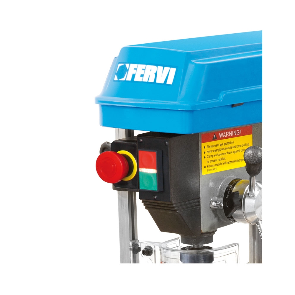 Trapano da banco con trasmissione a cinghia FERVI 0011 con foratura Ø 13 mm, foratura Ø 10 mm e velocità (5) 620 ÷ 2620 rpm -2