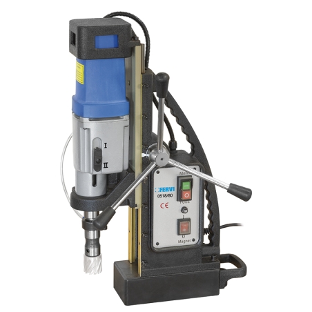 Trapano magnetico FERVI 0518/80 con foratura Ø 20 mm, capacità max. di lavoro Ø 80 mm e CM 3 -2