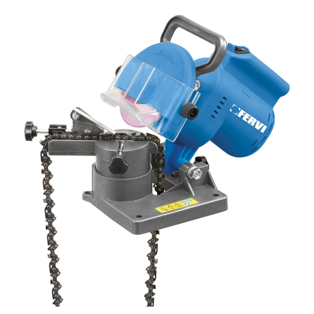 Affilacatene per motosega FERVI 0502 con motore 230 V 50 Hz 250 W, mola rosa Ø 100 x 4,5 x 10 mm e affilatura ±35° -1