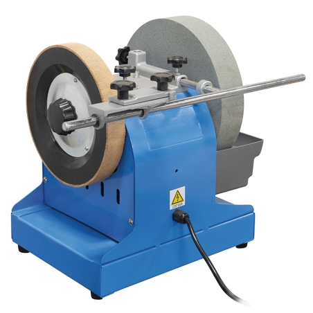 Affilatrice professionale ad acqua FERVI 0770 con motore 230 V 50 Hz 200 W, velocità 90 rpm e mola ad acqua Ø 250 x 50 x Ø 32 mm