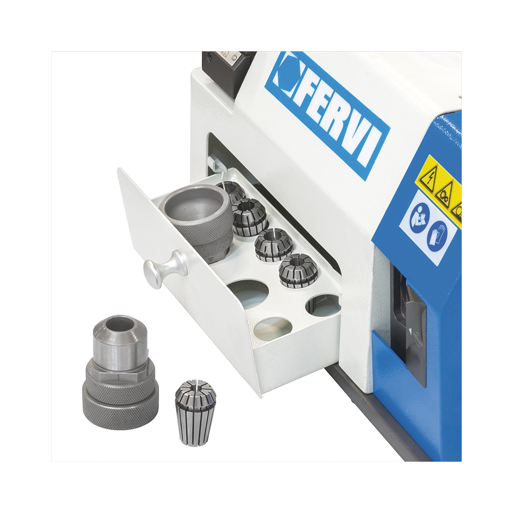 Affilatrice per frese FERVI A004/14 con capacità di affilatura 4 ÷ 14 mm, motore 230 V 50 Hz 200 W e velocità 4400 rpm -3
